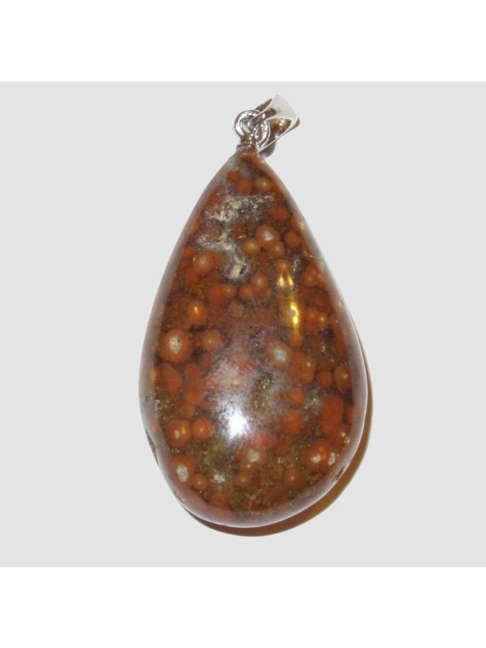 Ocean Jasper Pendant Sea Brown Spotted Stone Silver Crystal Drop Charm